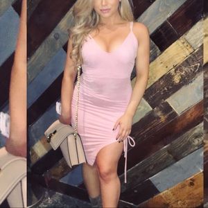 Pink tie up dress